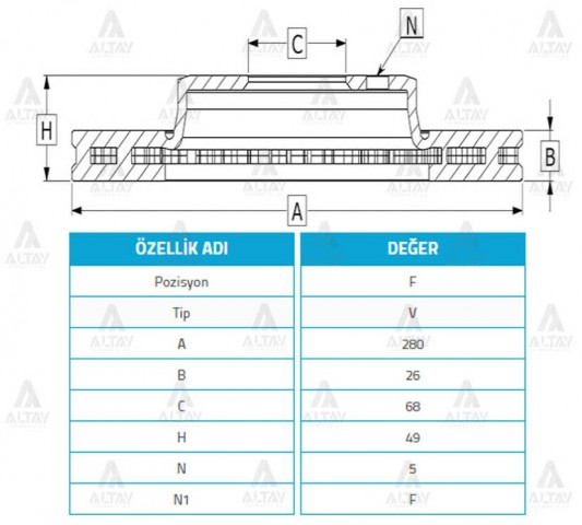 FREN DİSKİ PRIMERA 02-10 P-12 / X-TRAIL 00-07 / MAXIMA 00-06 / ÖN HAVALI 280-5